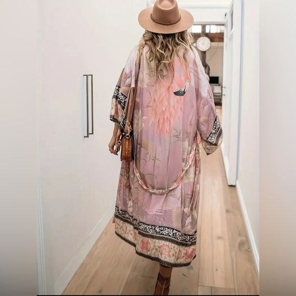 NIP-Gypsy Cherry Blossom Maxi Kimono Dusty - Picture 3 of 6